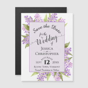 Invitation Magnétique Calligraphie Lilacs Lavender Wedding Enregistrer l