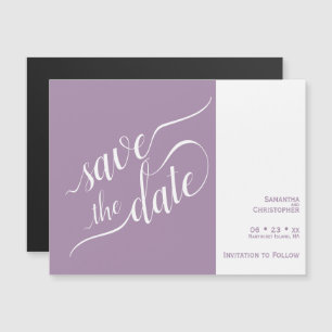 Invitation Magnétique Calligraphie moderne Lavender Mariage Enregistrer