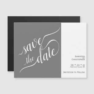 Invitation Magnétique Calligraphie moderne Mariage gris Enregistrer la d
