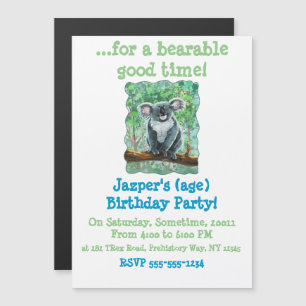 Invitation Magnétique Centre de fête avec un ours koala mignon