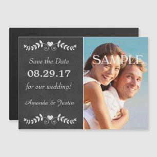 Invitation Magnétique Chalkboard Heart Enregistrer le Mariage de date