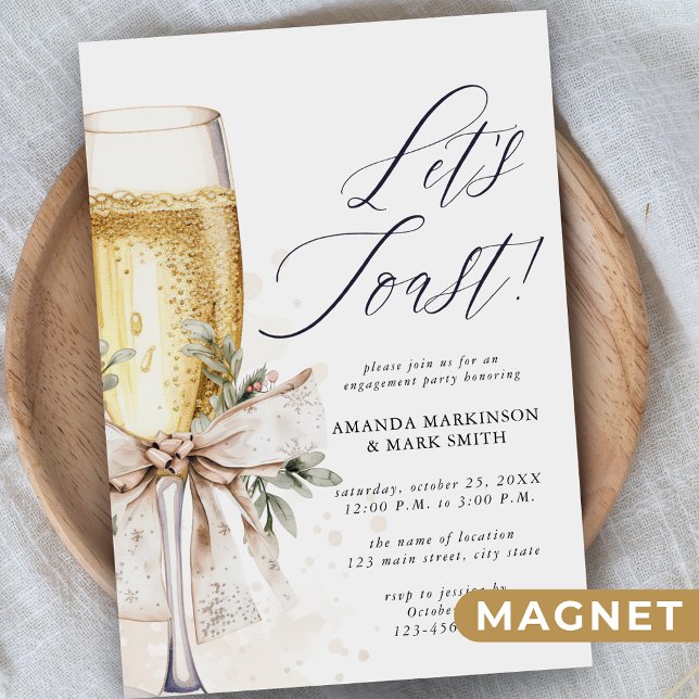Invitation Magnétique Champagne Let's Toast Winter Engagement (Créateur téléchargé)