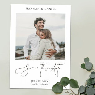 Invitation Magnétique Chic Modern Script Photo Mariage Enregistrer La Da