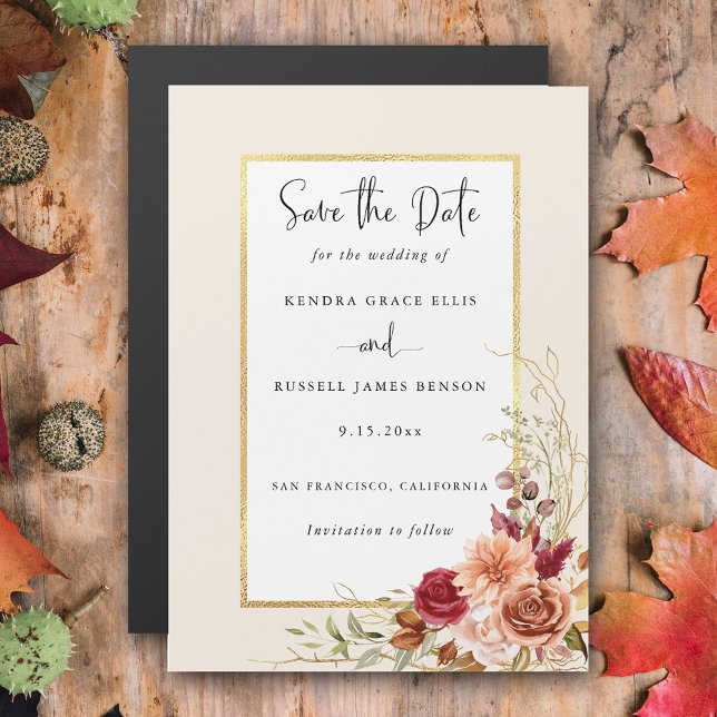 Invitation Magnétique Chute dorée Terracotta Floral (Créateur téléchargé)