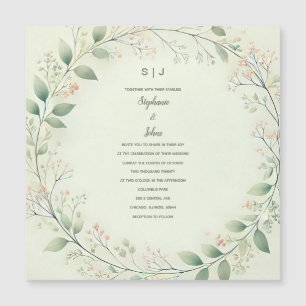 Invitation Magnétique Cimetière de germe de fleurs Monogramme Sage Maria