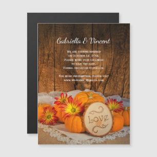 Invitation Magnétique Citrouille rustique Automne Grange Mariage Enregis