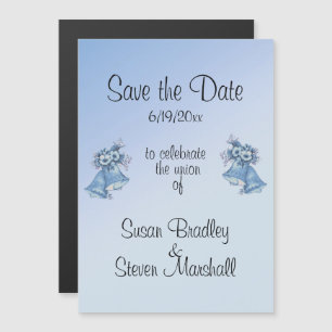 Invitation Magnétique Cloches de mariage bleu Save the Date