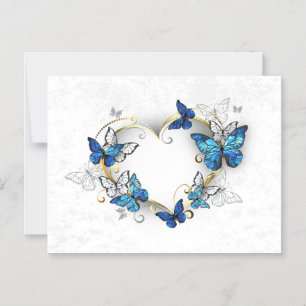 Invitation Magnétique Coeur bijoux avec papillons Morpho