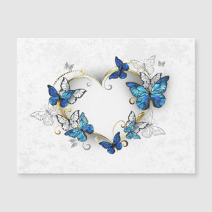 Invitation Magnétique Coeur bijoux avec papillons Morpho