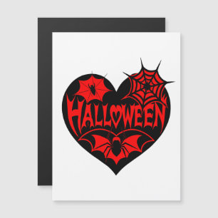 Invitation Magnétique Coeur d'Halloween, Forme de Coeur Noir, Spider Web