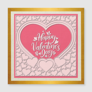 Invitation Magnétique Cœur Rose Élégant Joyeuse Saint-Valentin Élégant