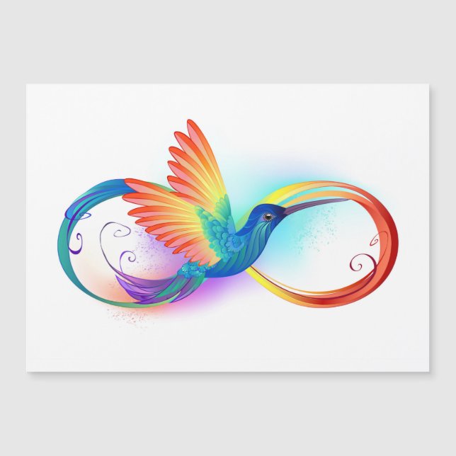 Invitation Magnétique Colibri arc-en-ciel avec symbole Infinity (Devant)