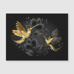 Invitation Magnétique Colibri noir et or