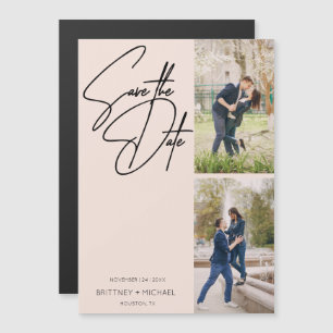 Invitation Magnétique Collage photo à la main minimal rose pâle