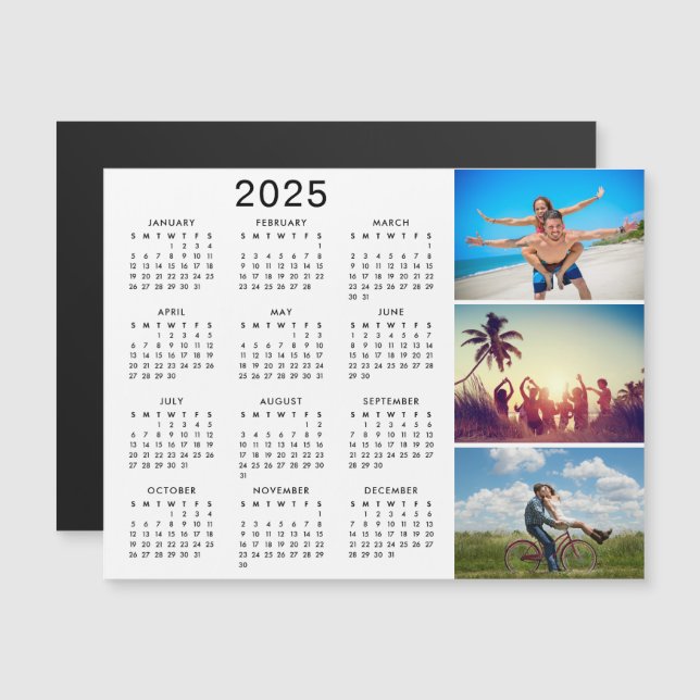 Invitation Magnétique Collage photo personnalisé Calendrier 2025 (Devant / Derrière)