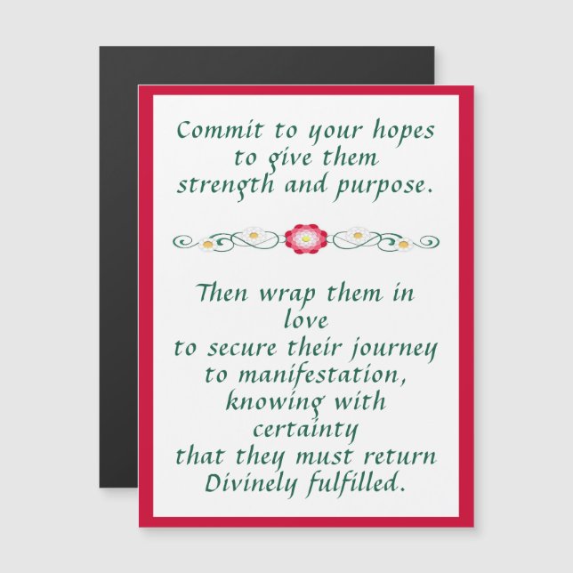 Invitation Magnétique Commit Hope Love Inspirational Card (Devant / Derrière)