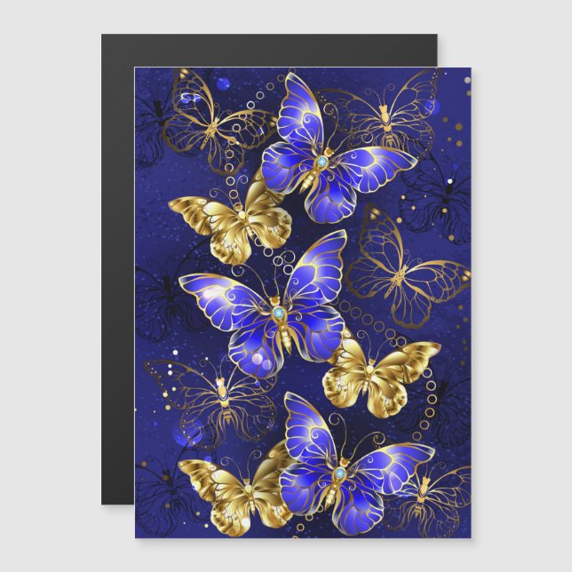 Invitation Magnétique Composition avec papillons Sapphire (Devant / Derrière)