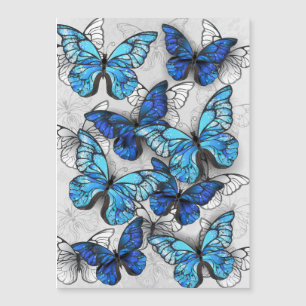 Invitation Magnétique Composition des White and Blue Butterflies