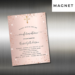 Invitation Magnétique Confirmation blush rose gold luxe