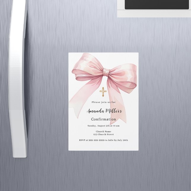 Invitation Magnétique Confirmation de la fille arc rose (Créateur téléchargé)