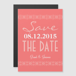 Invitation Magnétique Coral Text Enregistrer La Date Mariage Magnétique 
