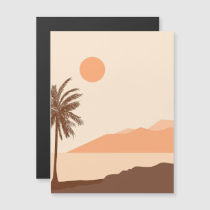 Invitation Magnétique Coucher de soleil sur un palmier, Île, Art abstrai