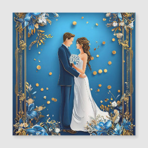 Invitation Magnétique Couple de jeunes mariés profitant d'un luxe romant
