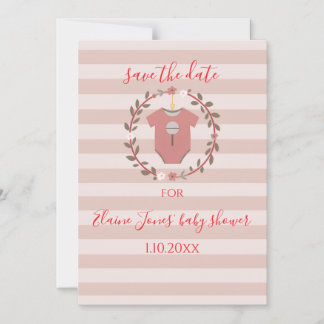 Invitation Magnétique Couronne de bandes roses pour l'annonce de la Baby