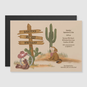 Invitation Magnétique Cowgirl Wild West Rustic Amusant Anniversaire Invi