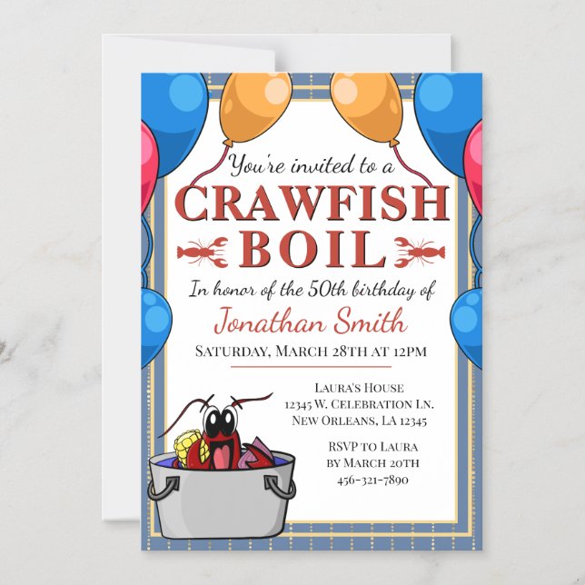 Invitation Magnétique Crawfish Seafood Boil Anniversaire Événement spéci (Recto)