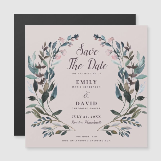 Invitation Magnétique Crest jardin | Mariage Mauve Purple Enregistrer La (Devant / Derrière)