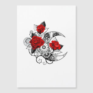 Invitation Magnétique Croissant mécanique avec roses rouges