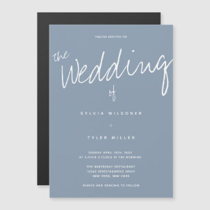 Invitation Magnétique Décontracté moderne Dusty Blue Typography Mariage