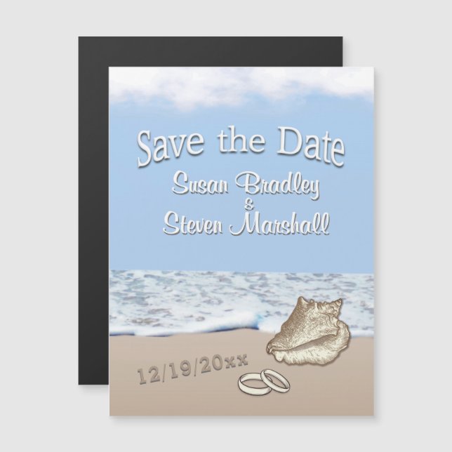 Invitation Magnétique Destination Beach Wedding Enregistrer la date (Devant / Derrière)