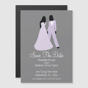 Invitation Magnétique Deux Mariées Sauvegardent Le Mariage Date (Lilac E