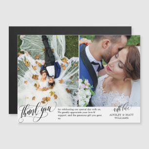 Invitation Magnétique Deux photos Mariages Merci de script Tourbillonnan