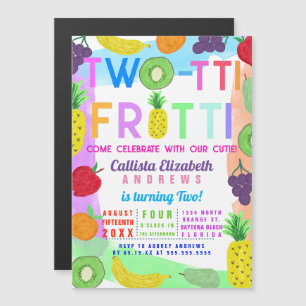 Invitation Magnétique Deux-tti Frutti Fruits Peints de Couleurs Annivers