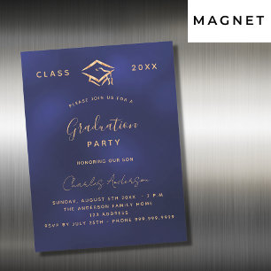 Invitation Magnétique Diplôme bleu marine or simple luxe 2026