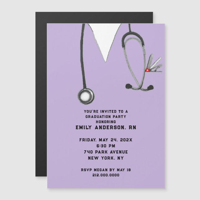 Invitation Magnétique Diplôme de l'école de soins infirmiers (Devant / Derrière)