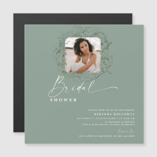 Invitation Magnétique Douceur de verdure d'eucalyptus Photo Baby Shower