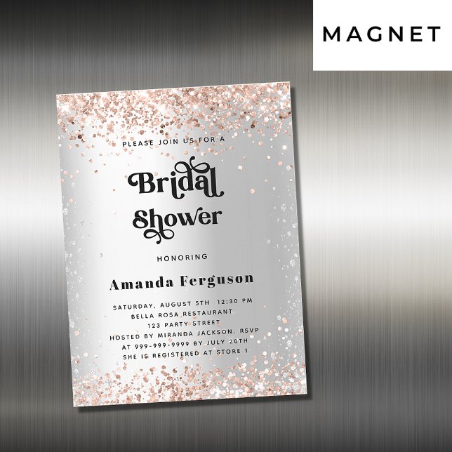 Invitation Magnétique Douche nuptiale argent rose or luxe (Créateur téléchargé)