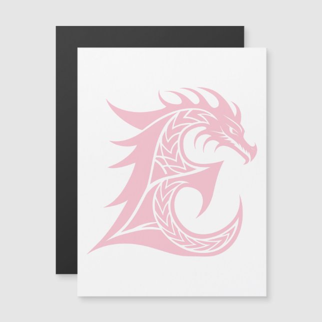 Invitation Magnétique Dragon Styled Letter E, Dragon Alphabet, Monogram (Devant / Derrière)