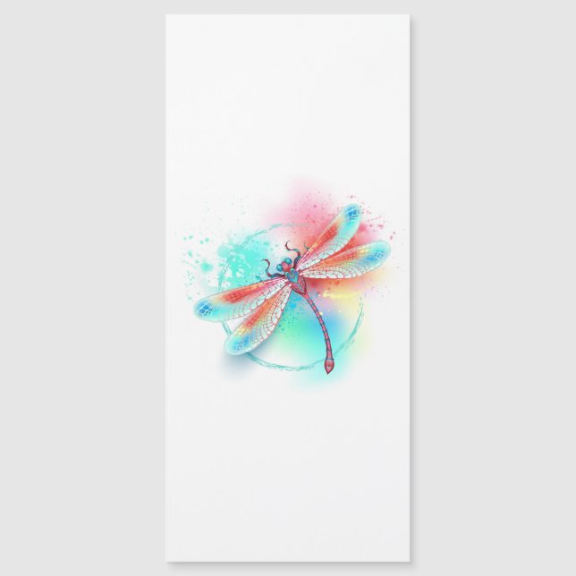 Invitation Magnétique Dragonfly rouge sur l'arrière - plan aquarelle (Devant)