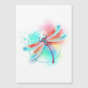 Invitation Magnétique Dragonfly rouge sur l'arrière - plan aquarelle