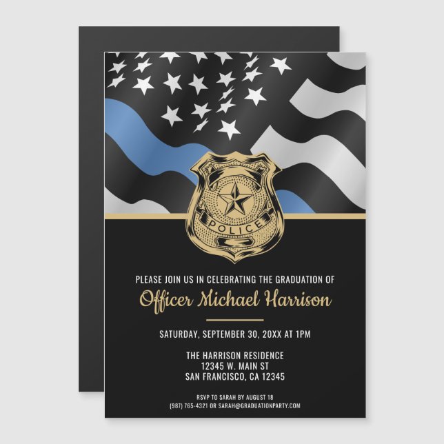 Invitation Magnétique Drapeau d'application de la loi de l'Académie de p (Devant / Derrière)