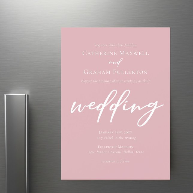 Invitation Magnétique Dusty Rose rose Mariage romantique (Créateur téléchargé)