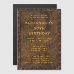 Invitation Magnétique Effet encadré de fer Hommes 50e anniversaire