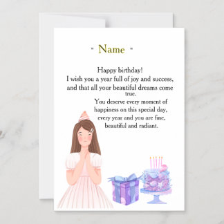 Invitation Magnétique Elegant Birthday Card for Her – Personalized Greet