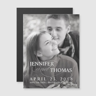 Invitation Magnétique Élégant Enregistrer la date Mariage photo personna