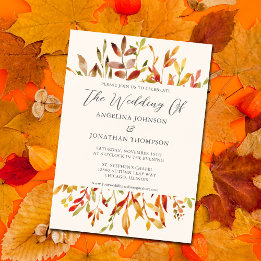 Invitation Magnétique Élégant Feuilles d'automne Mariage de automne d'aq